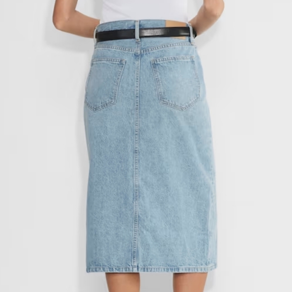 Aritzia Denim Forum The '90s Halle Midi Pockets Jean Women's Denim Skirt Size 31 - Picture 5 of 16